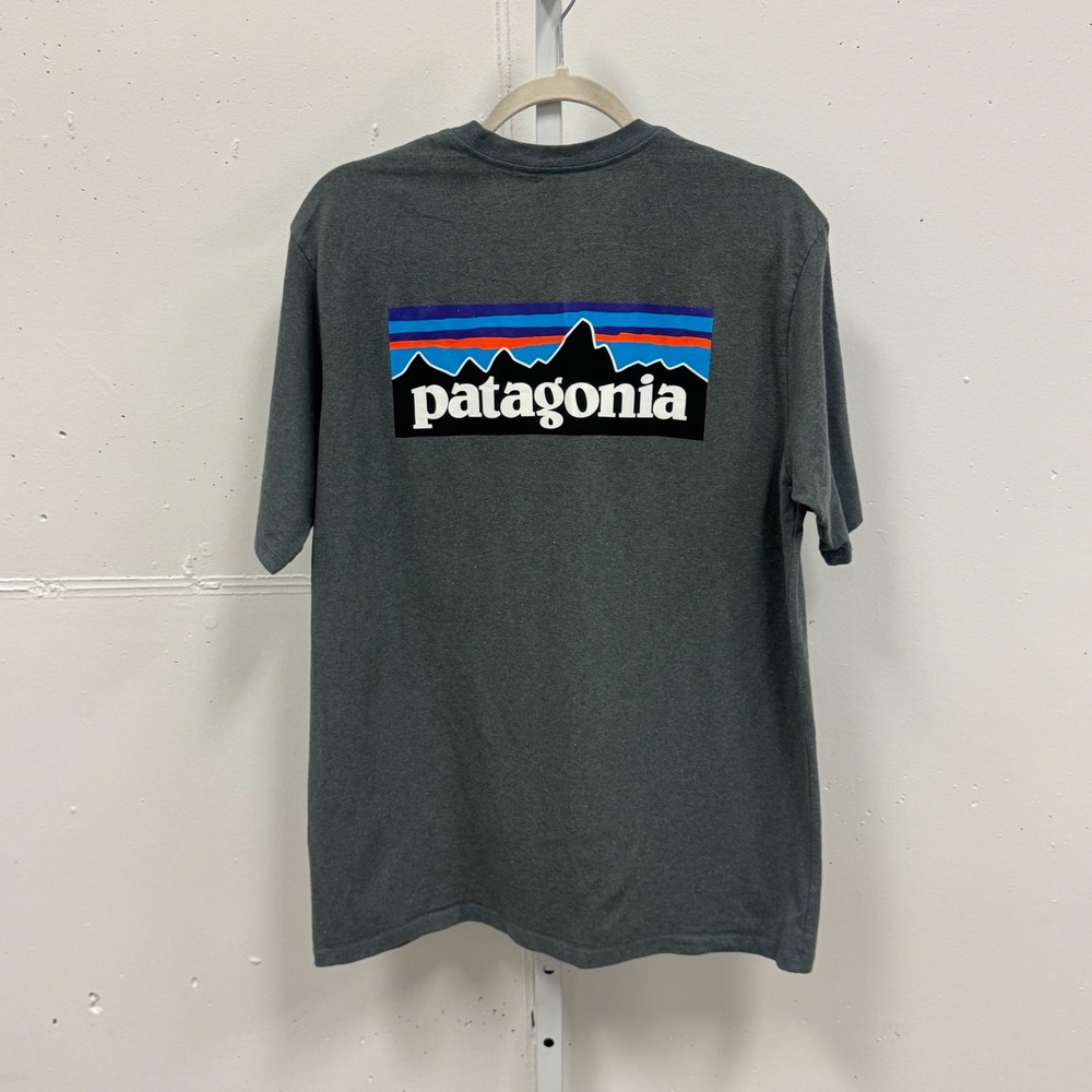 Patagonia Mens Responsibili-Tee P-6 Logo Gray Heather T-Shirt Medium Regular Fit